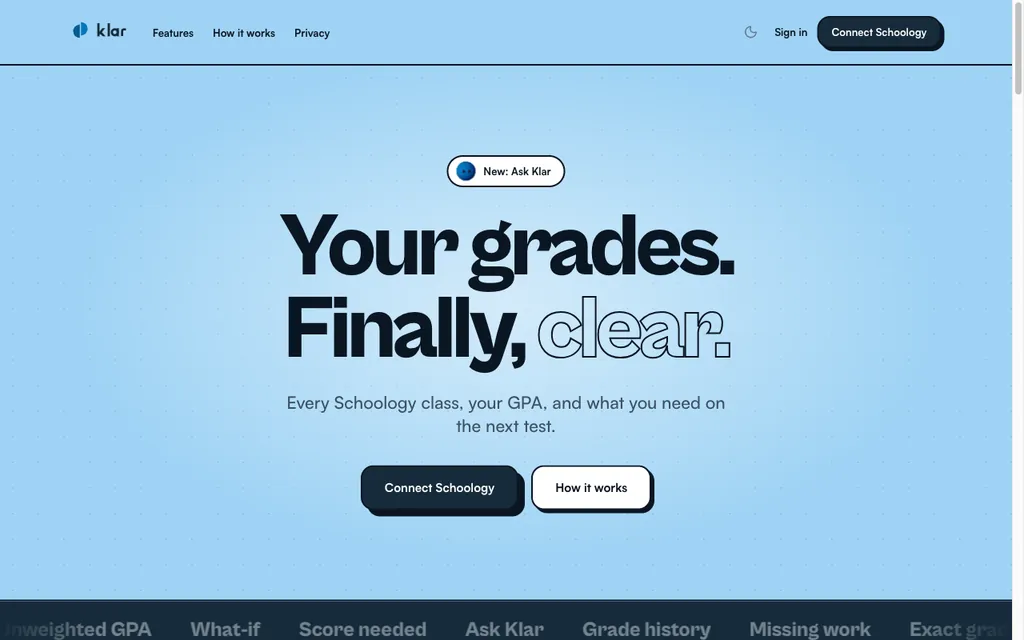 Klar website